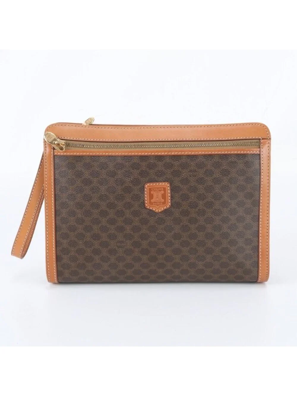 Celine Macadam Leather Clutch Pouch Business Brown